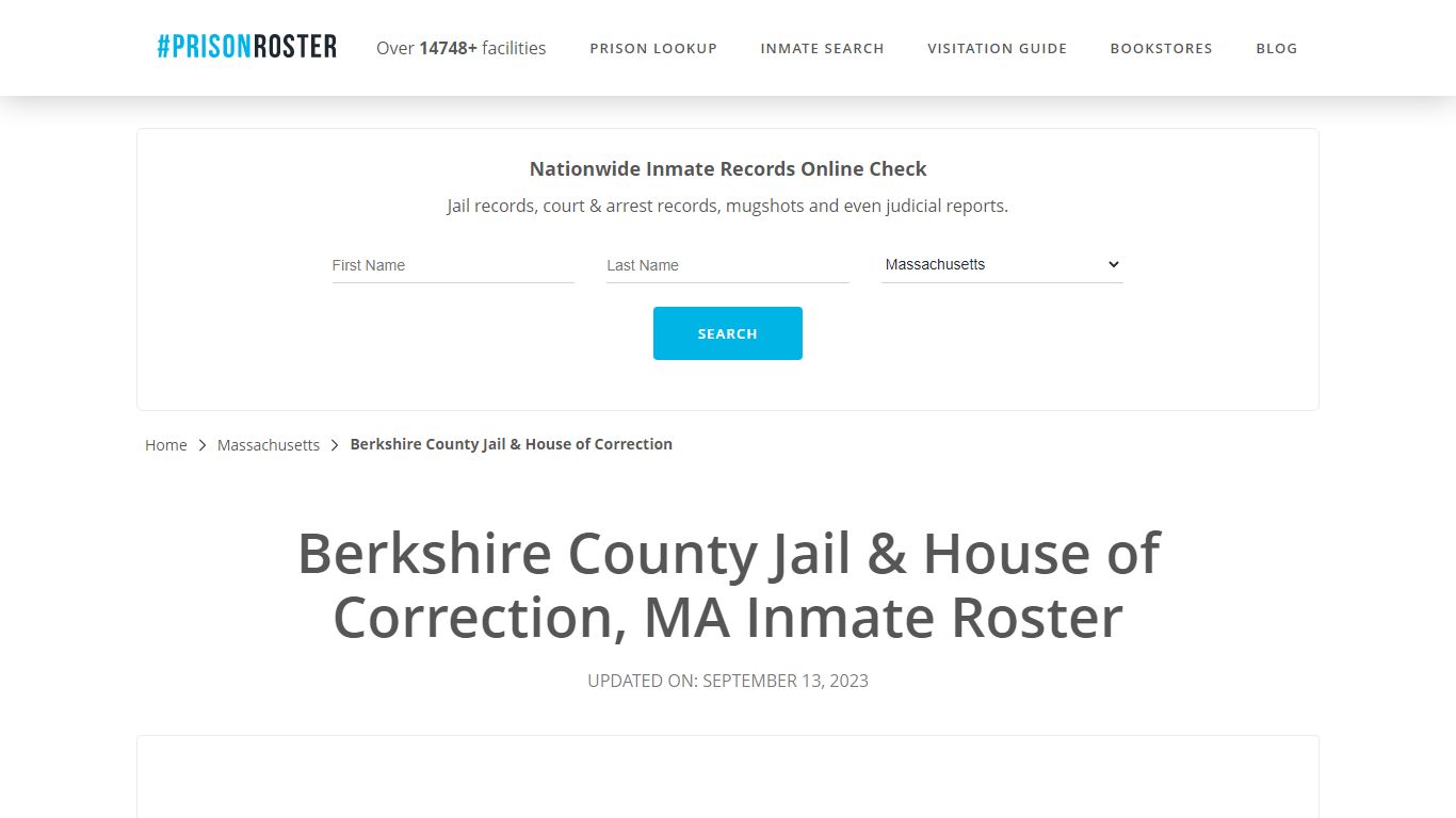 Berkshire County Jail & House of Correction, MA Inmate Roster