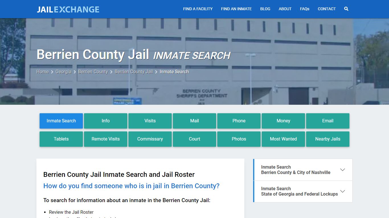 Inmate Search: Roster & Mugshots - Berrien County Jail, GA
