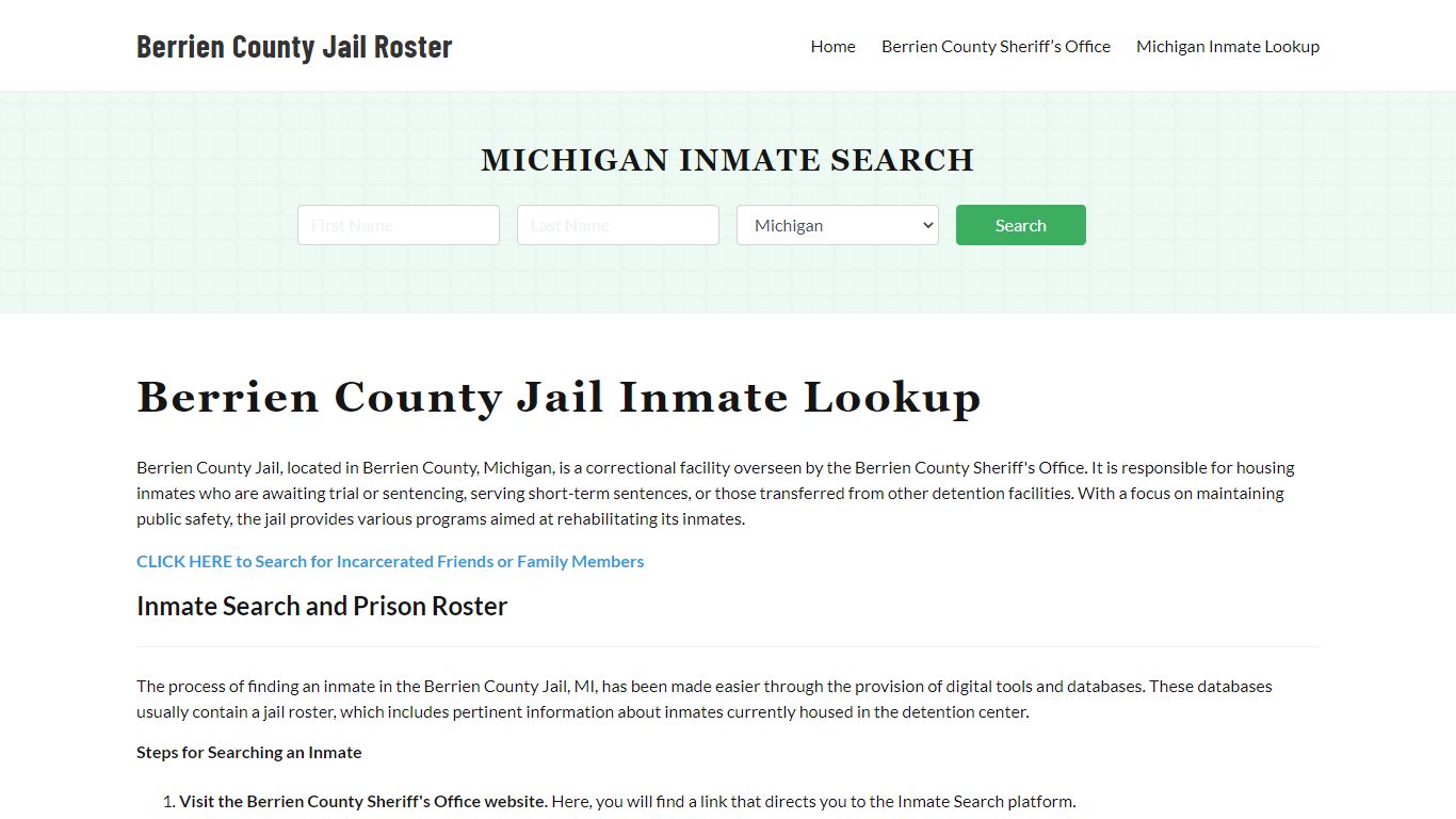 Berrien County Jail Roster Lookup, MI, Inmate Search
