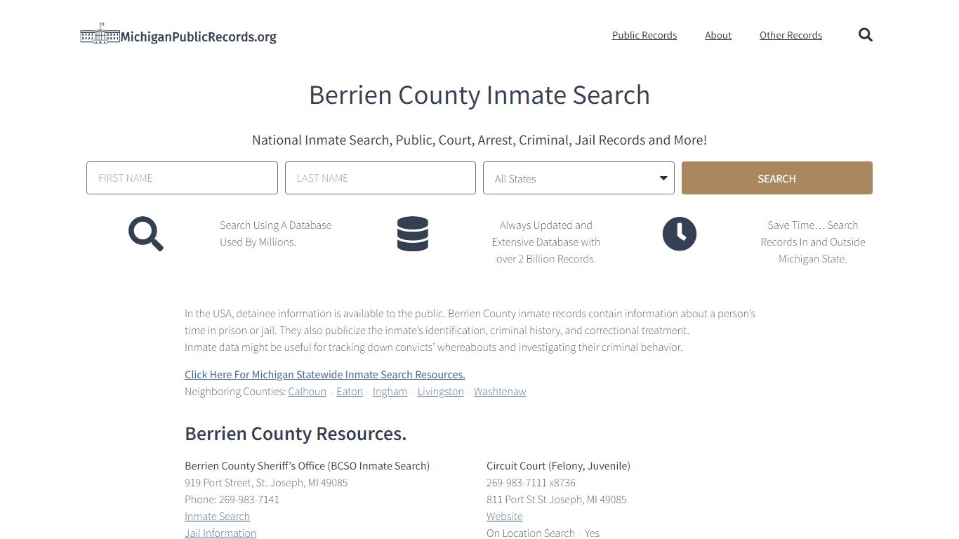 Berrien County Inmate Search - BCSO Current & Past Jail Records