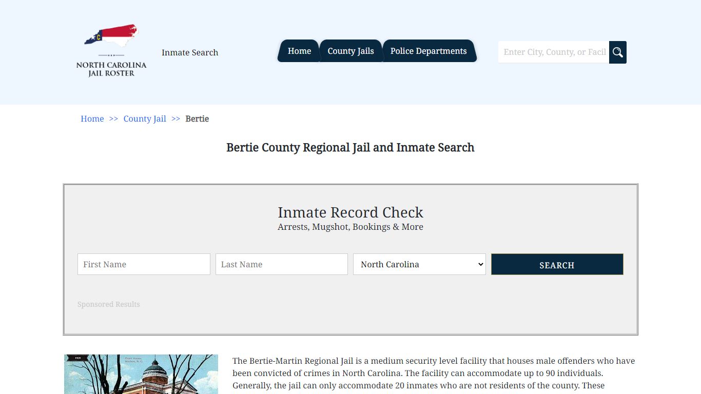 Bertie County Regional Jail and Inmate Search - North Carolina Jail Roster