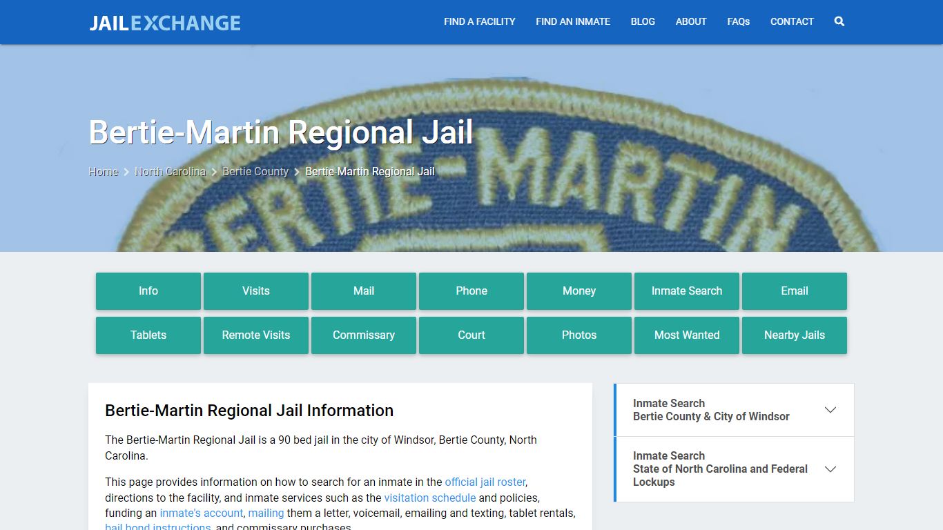 Bertie-Martin Regional Jail, NC Inmate Search, Information