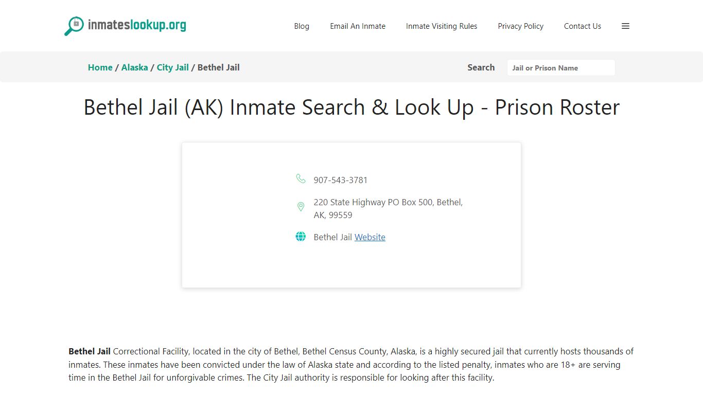 Bethel Jail (AK) Inmate Search & Look Up - Prison Roster