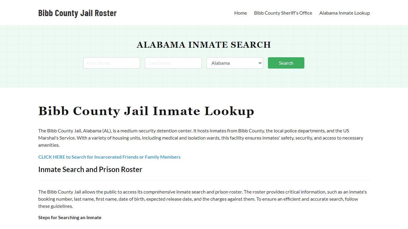 Bibb County Jail Roster Lookup, AL, Inmate Search