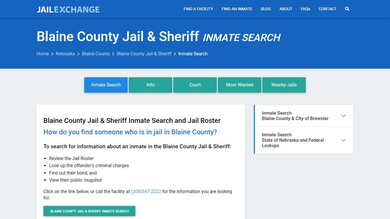 Inmate Search: Roster & Mugshots - Blaine County Jail & Sheriff, NE