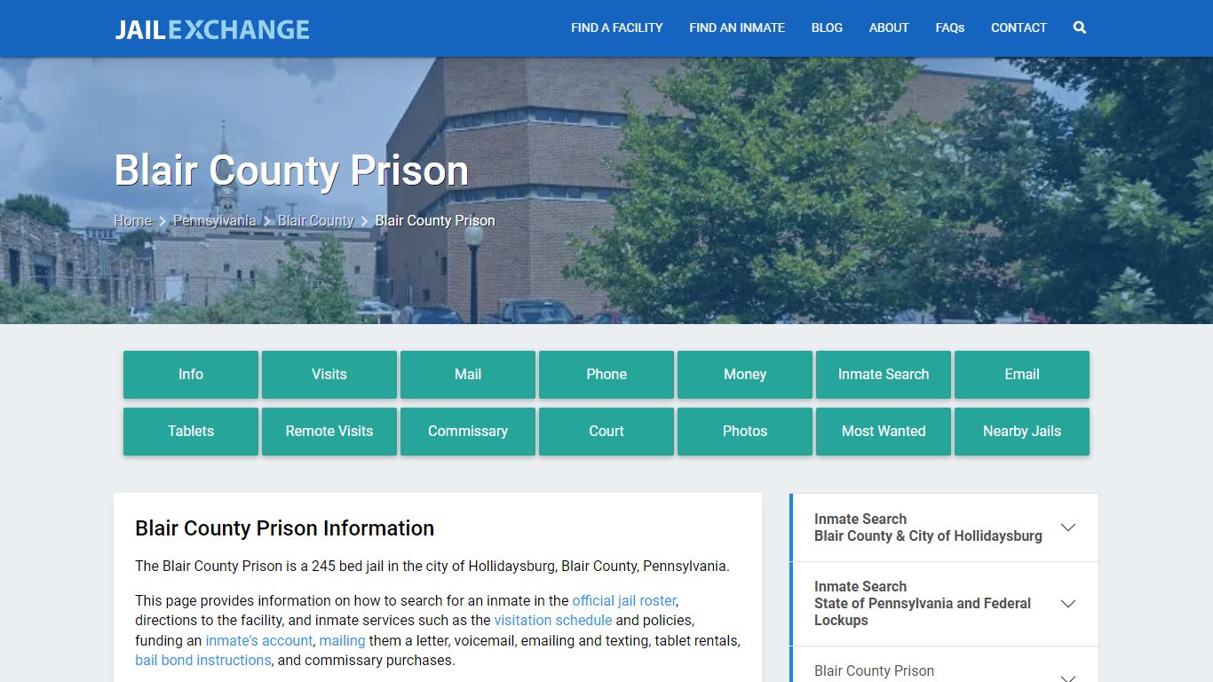 Blair County Prison, PA Inmate Search, Information - Jail Exchange