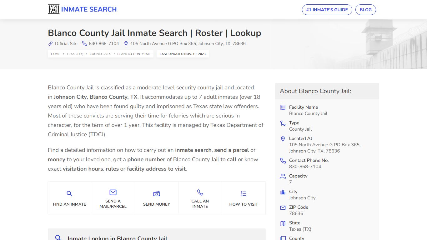 Blanco County Jail Inmate Search | Roster | Lookup