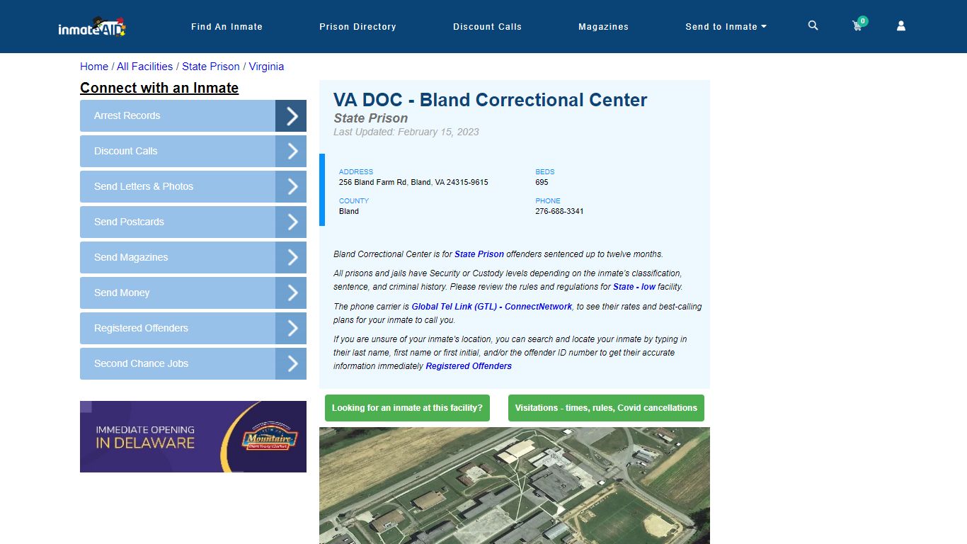 VA DOC - Bland Correctional Center & Inmate Search - Bland, VA