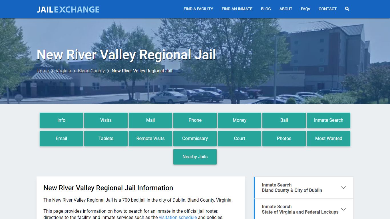 New River Valley Regional Jail, VA Inmate Search, Information
