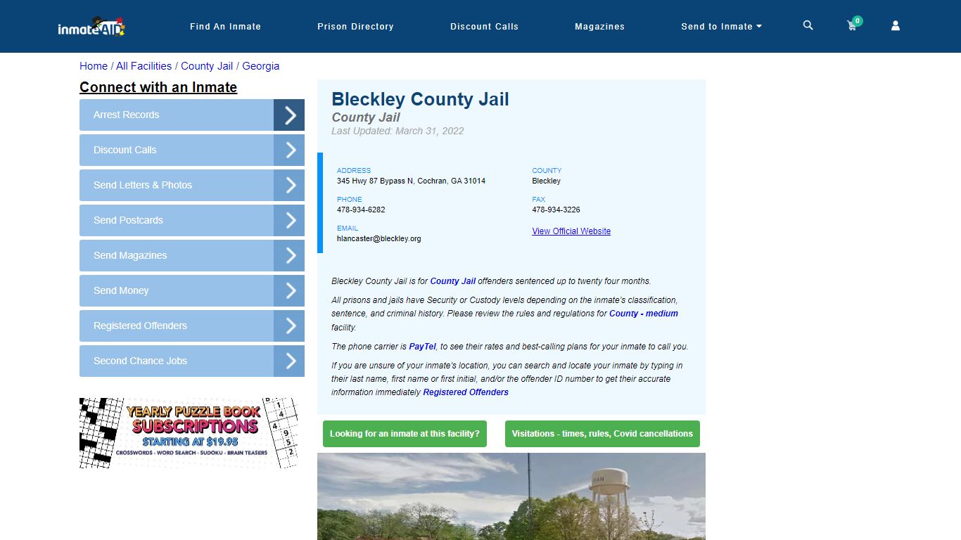 Bleckley County Jail - Inmate Locator - Cochran, GA