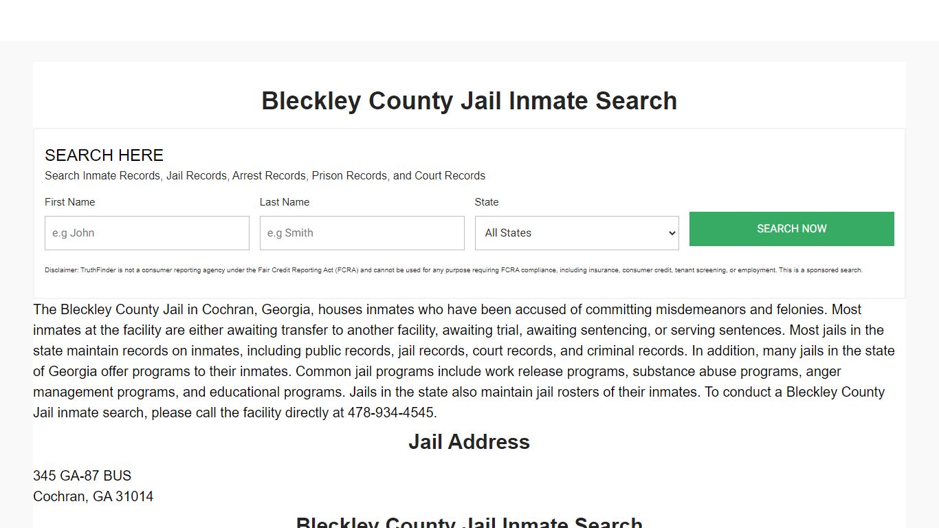 Bleckley County Jail Inmate Search