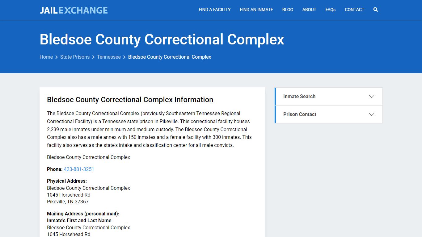 Bledsoe County Correctional Complex Inmate Search, TN - Jail Exchange