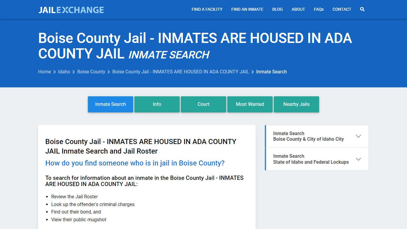 Inmate Search: Roster & Mugshots - Boise County Jail - INMATES ARE ...