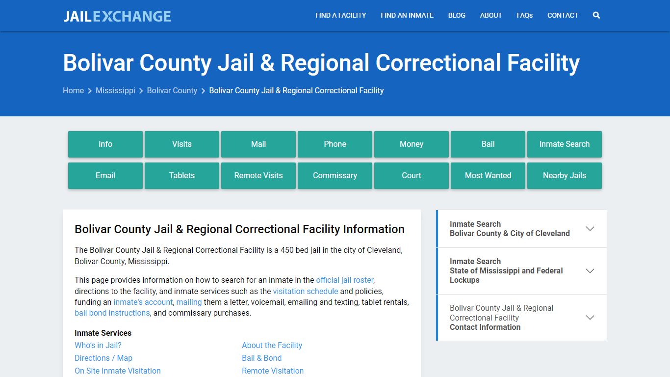 Bolivar County Jail & Regional Correctional Facility, MS Inmate Search ...