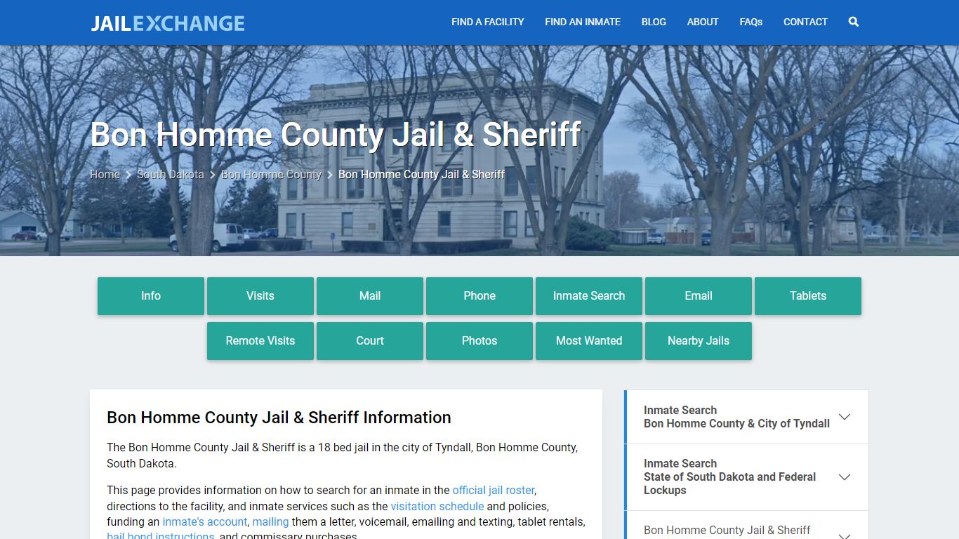 Bon Homme County Jail & Sheriff, SD Inmate Search, Information