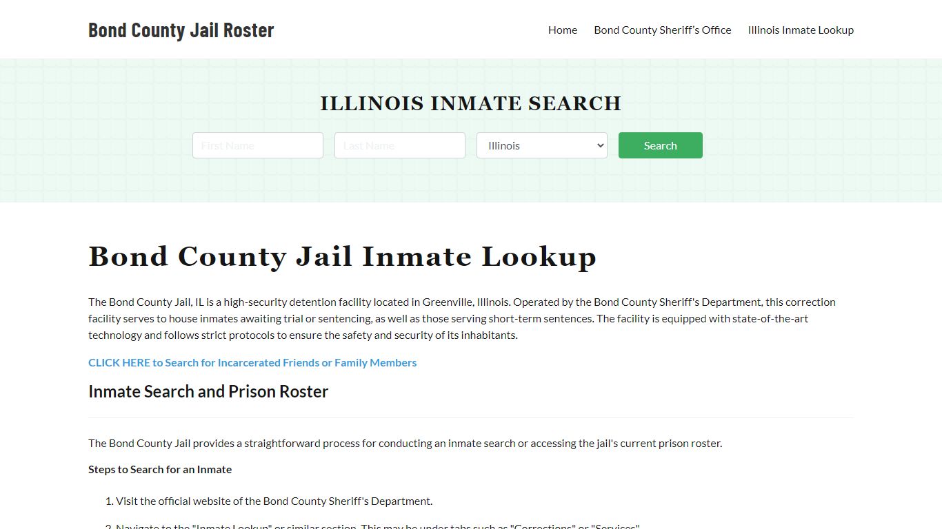 Bond County Jail Roster Lookup, IL, Inmate Search
