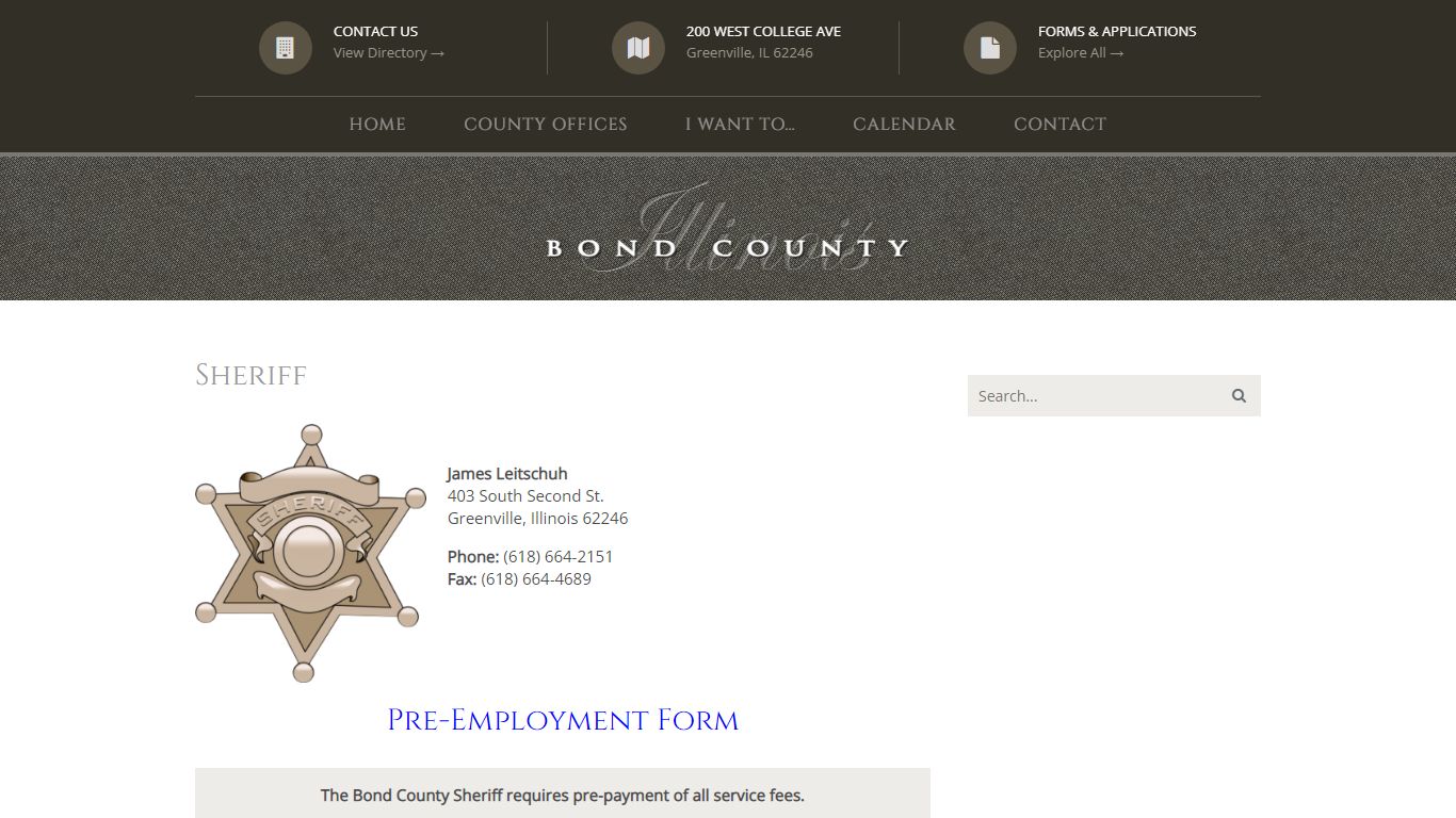 Sheriff – Bond County, Illinois