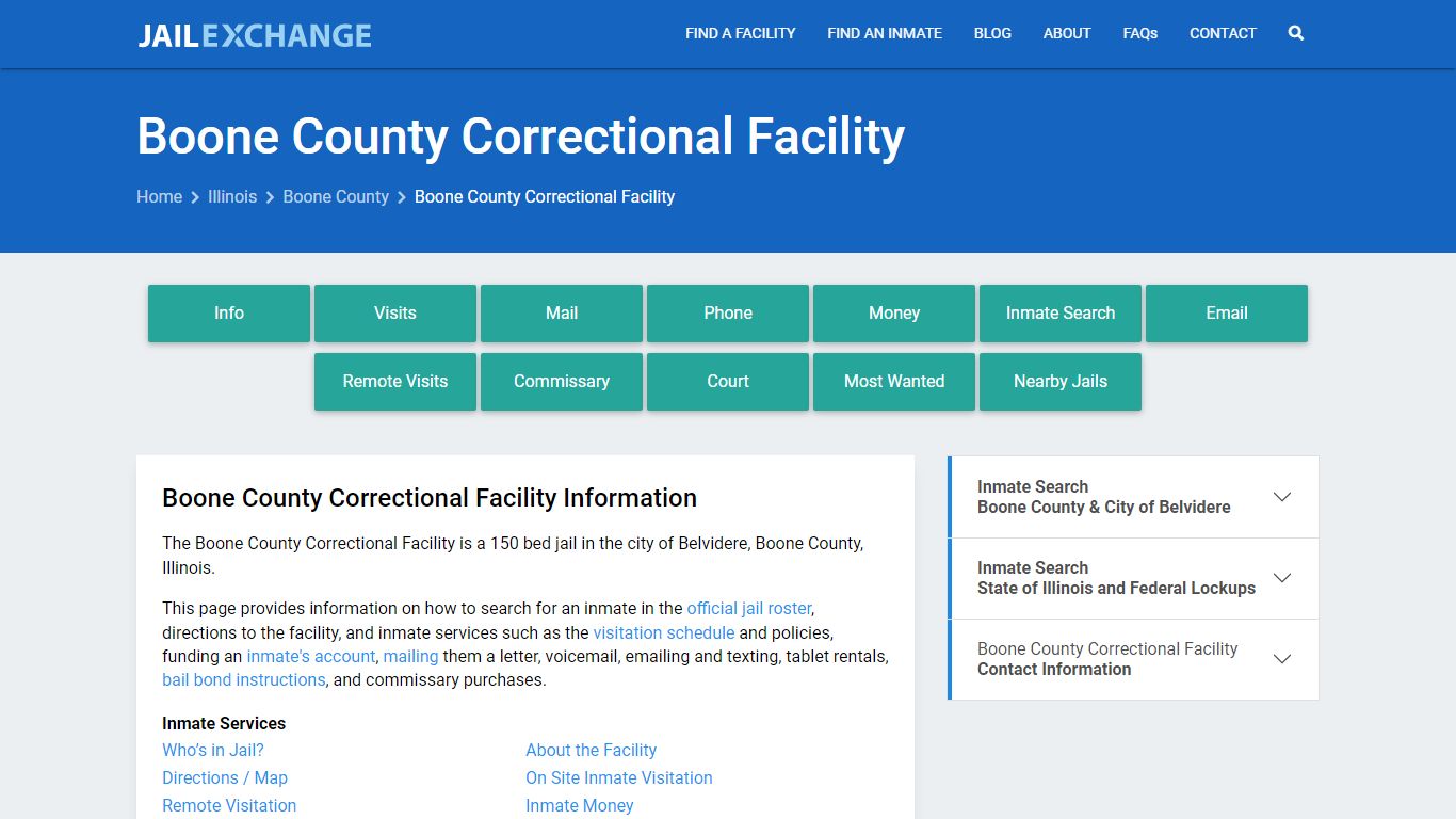 Boone County Correctional Facility, IL Inmate Search, Information