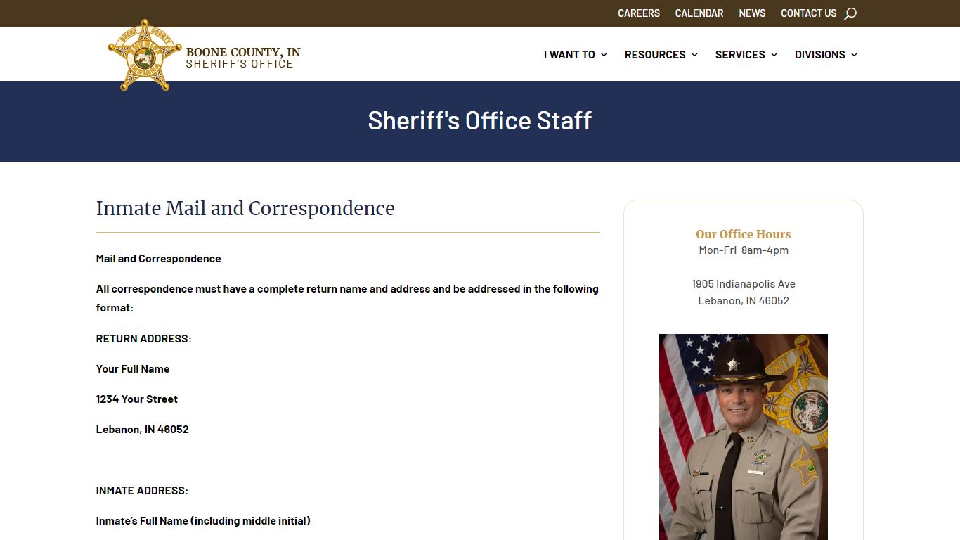 Corrections-Inmate Mail and Correspondence - Boone County Sheriff, Indiana