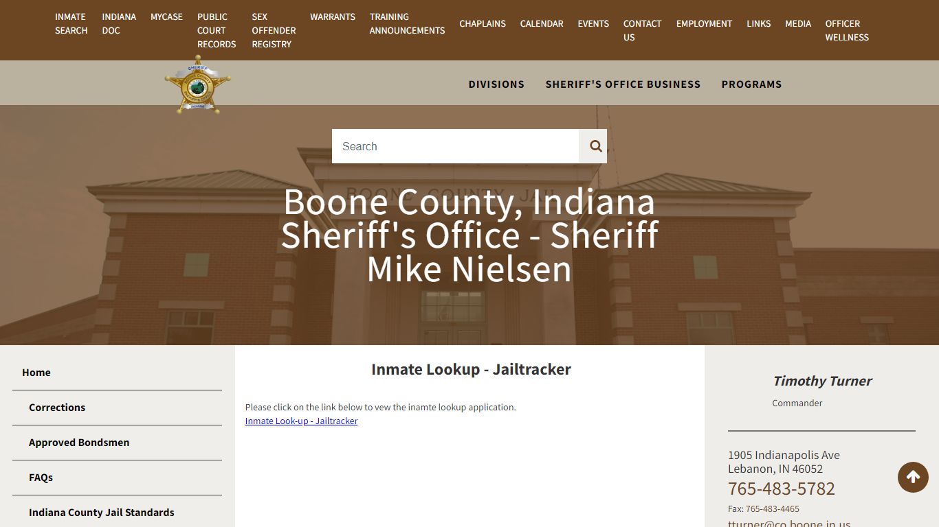 Boone County, Indiana Sheriff's Office - Sheriff Mike Nielsen