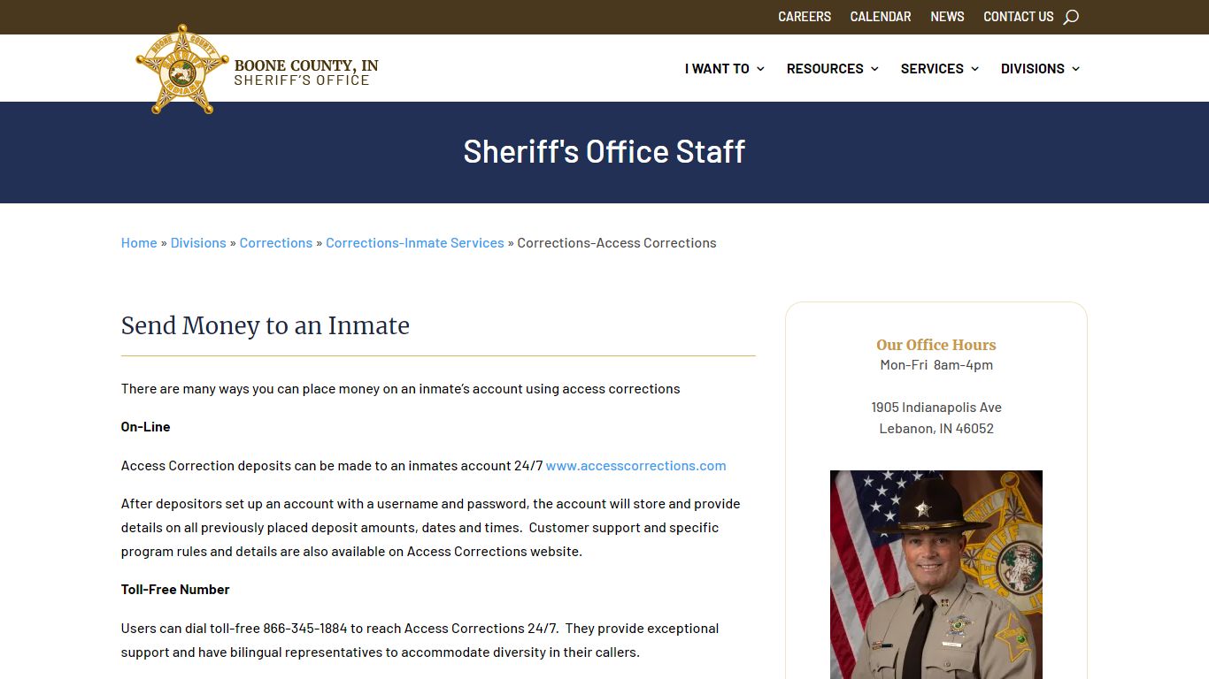 Corrections-Access Corrections - Boone County Sheriff, Indiana