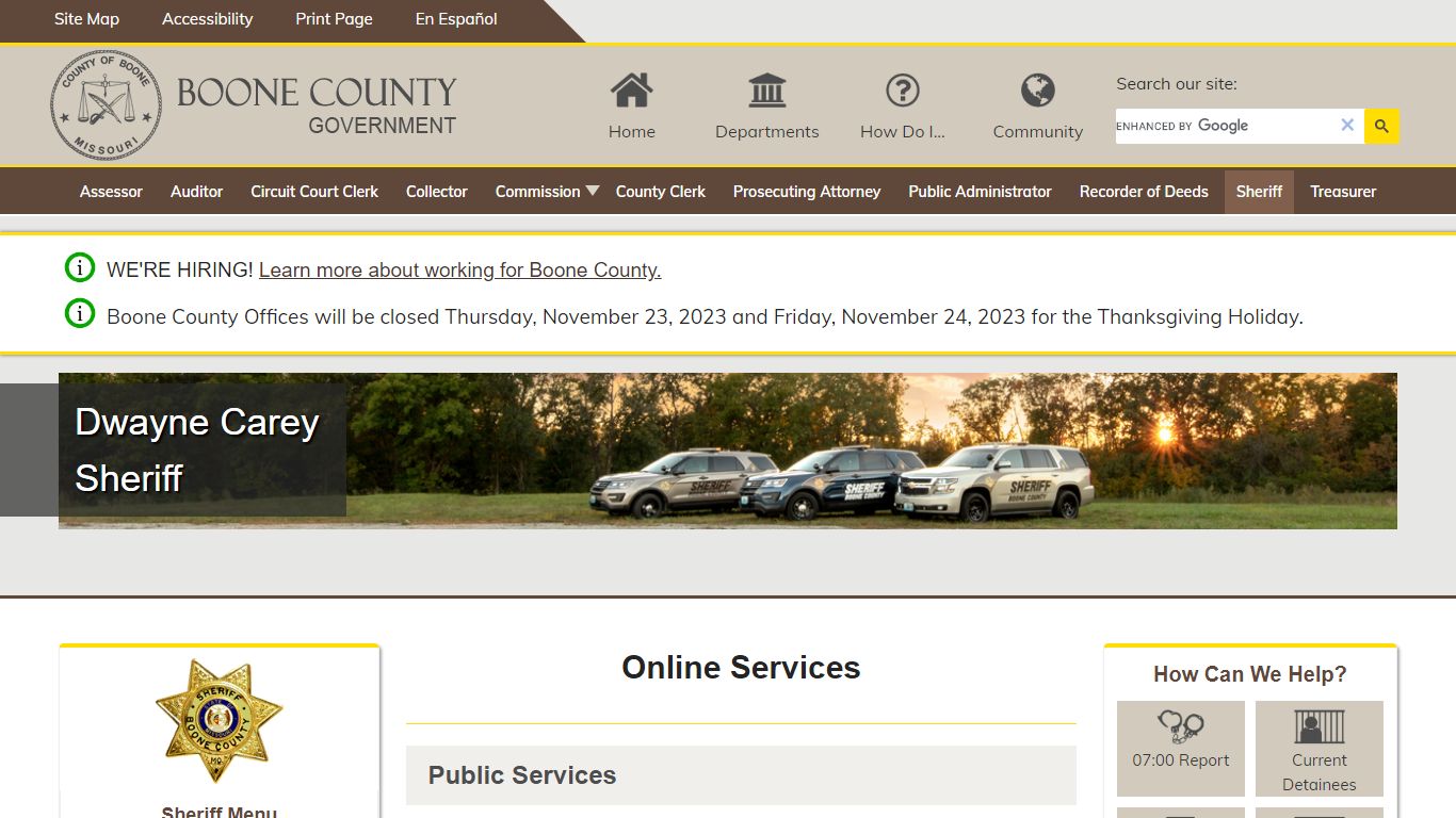 Online Services - Boone County Sheriff's Office