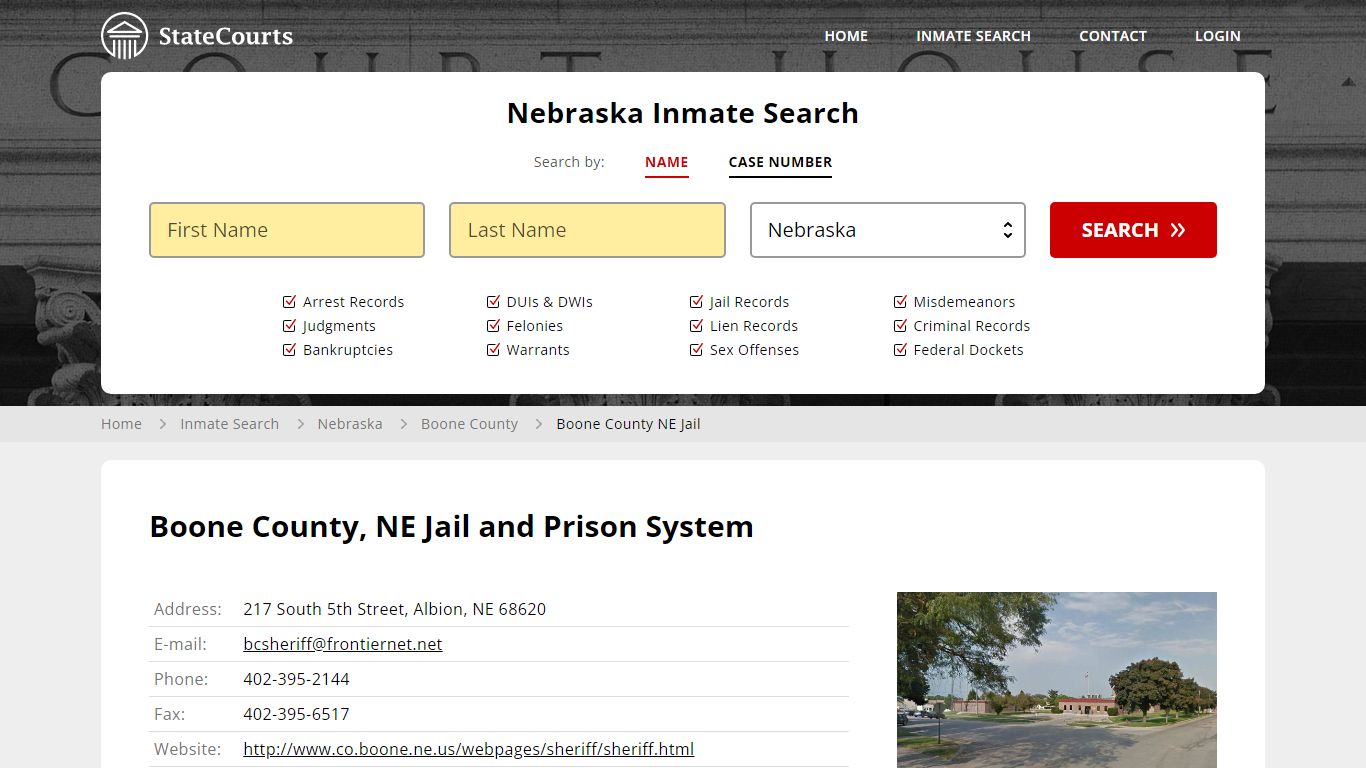 Boone County NE Jail Inmate Records Search, Nebraska - StateCourts