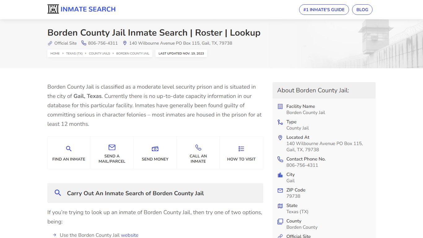Borden County Jail Inmate Search | Roster | Lookup