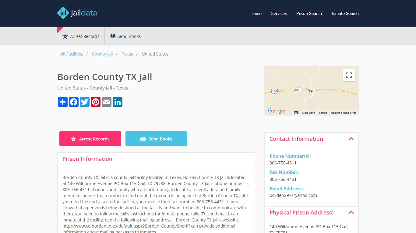Borden County TX Jail Inmate Search and Prisoner Info - Borden County, TX