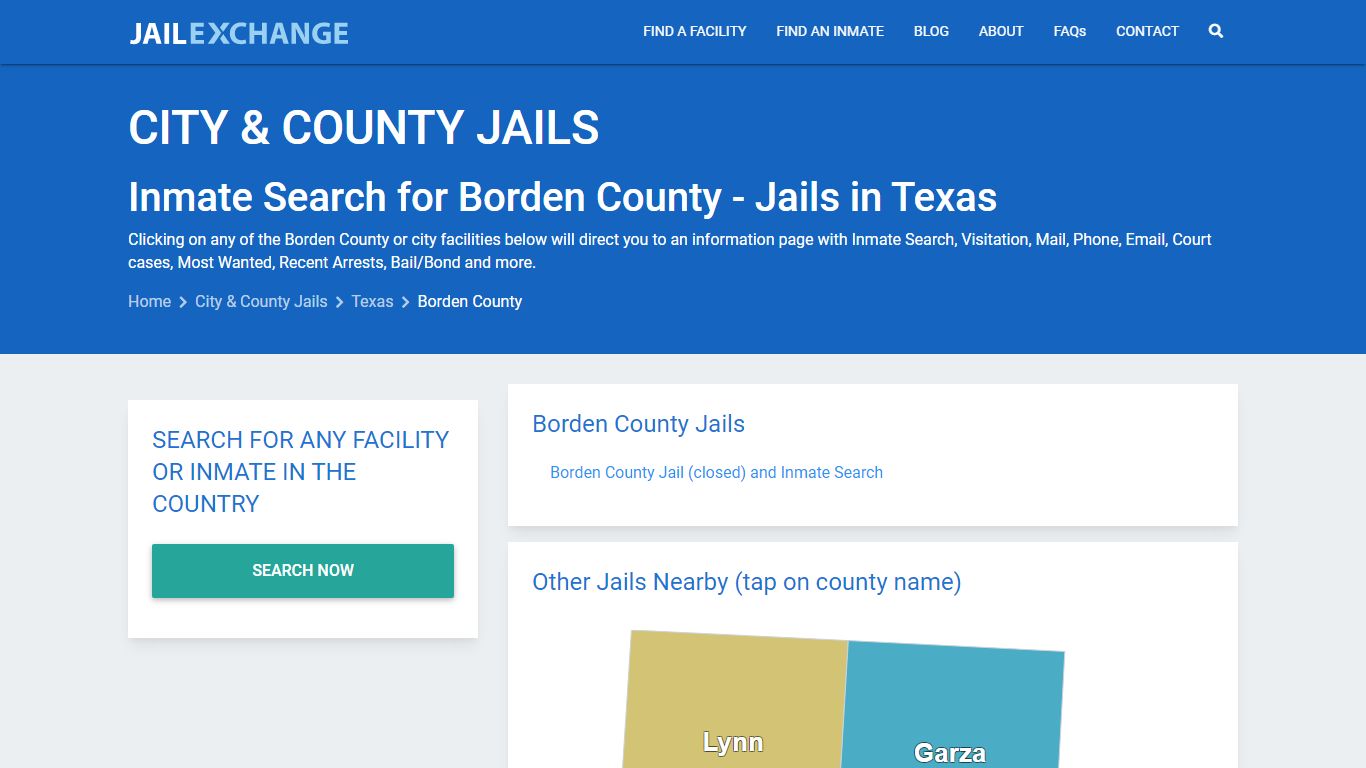 Inmate Search for Borden County | Jails in Texas - Jail Exchange