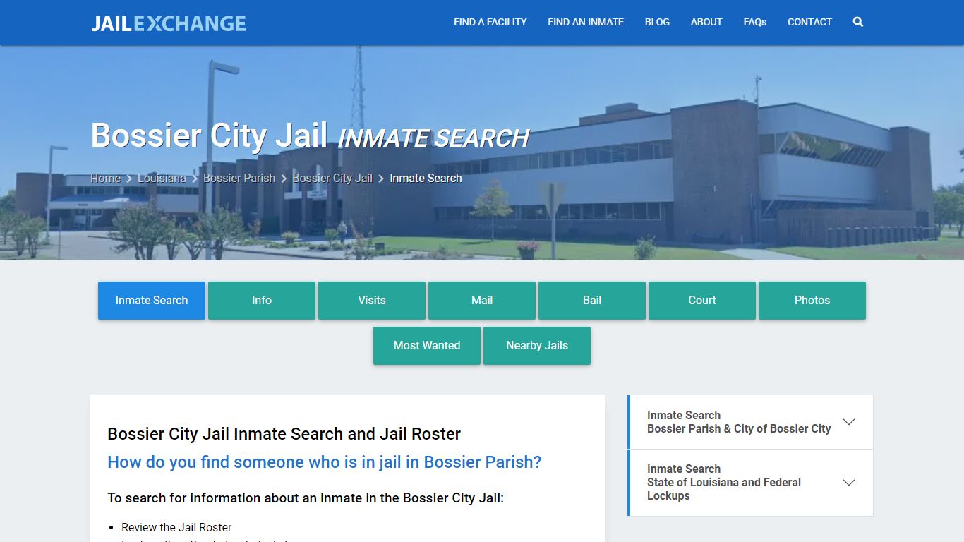 Inmate Search: Roster & Mugshots - Bossier City Jail, LA