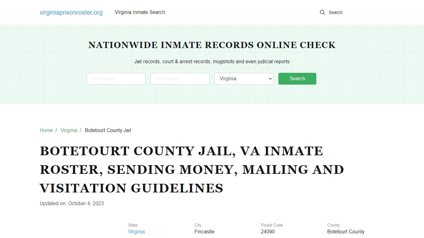 Botetourt County Jail, VA: Offender Search, Visitation & Contact Info