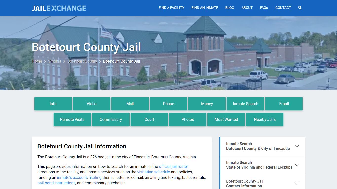 Botetourt County Jail, VA Inmate Search, Information