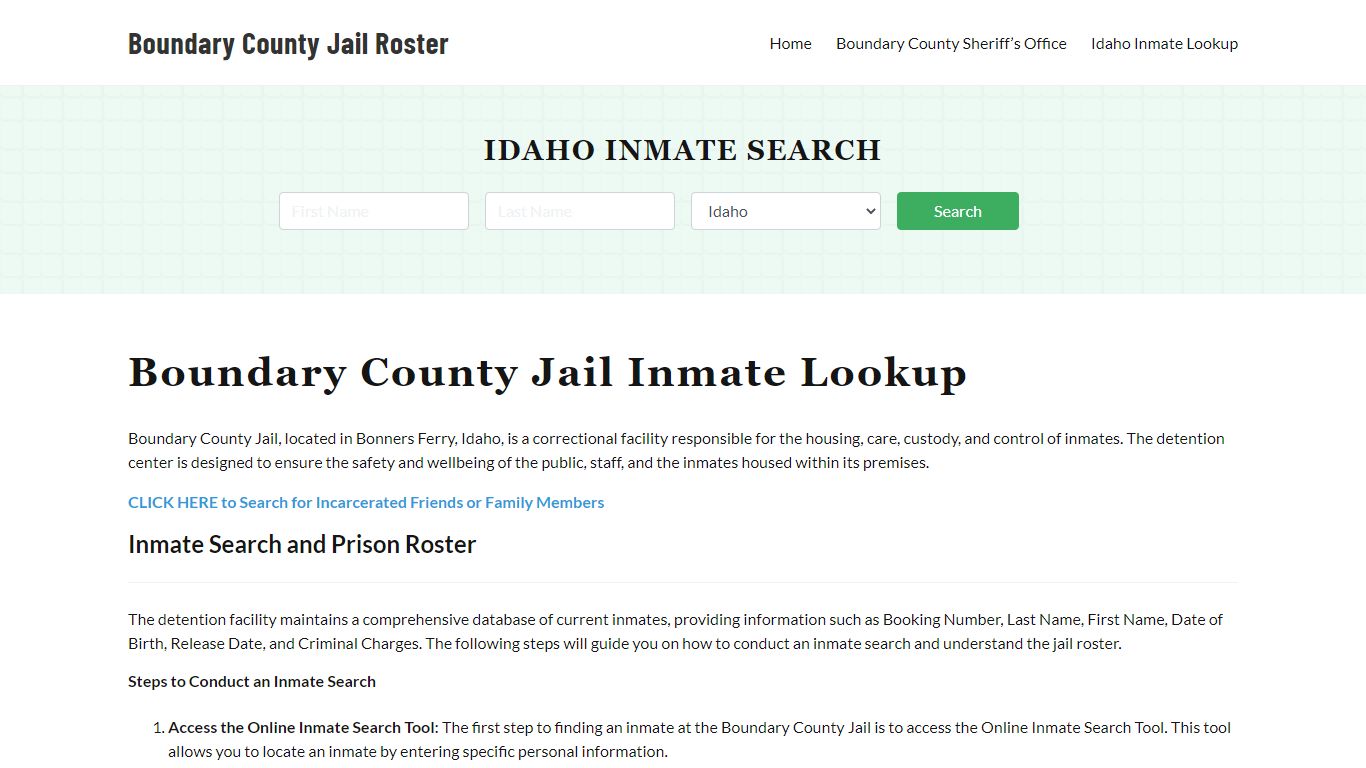 Boundary County Jail Roster Lookup, ID, Inmate Search