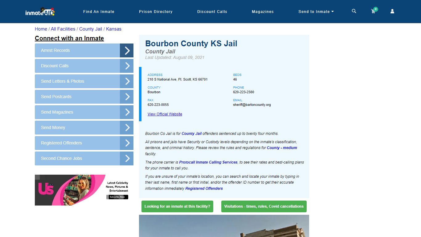 Bourbon County KS Jail - Inmate Locator - Ft. Scott, KS