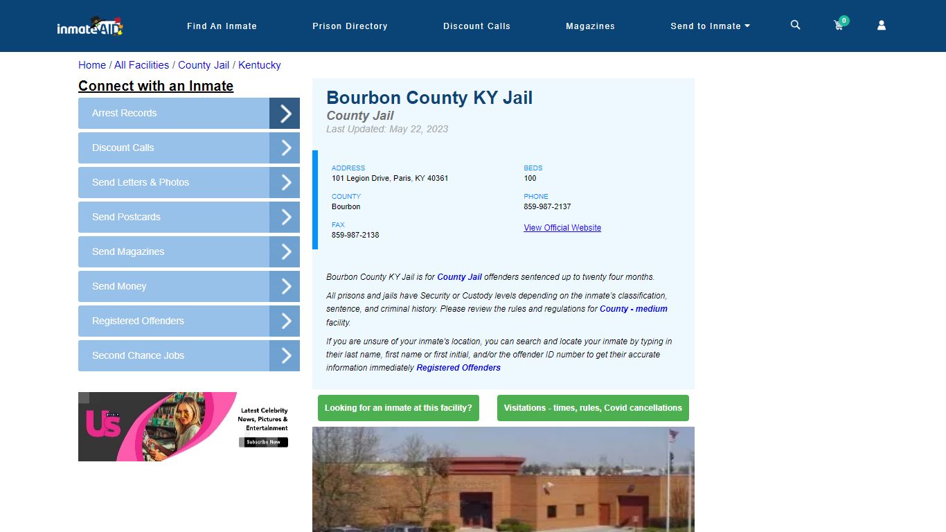 Bourbon County KY Jail - Inmate Locator - Paris, KY