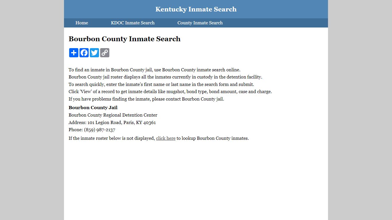 Bourbon County Inmate Search