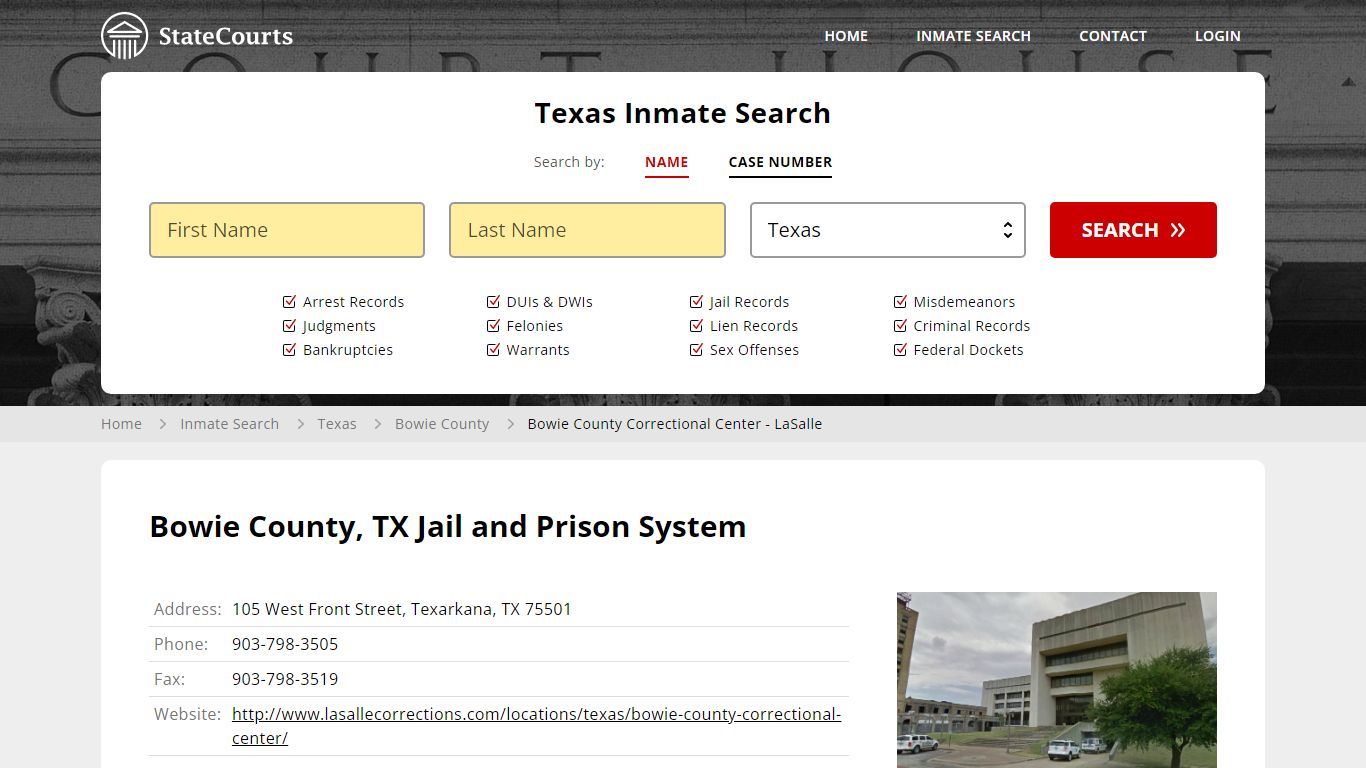 Bowie County Correctional Center - LaSalle Inmate Records Search, Texas ...
