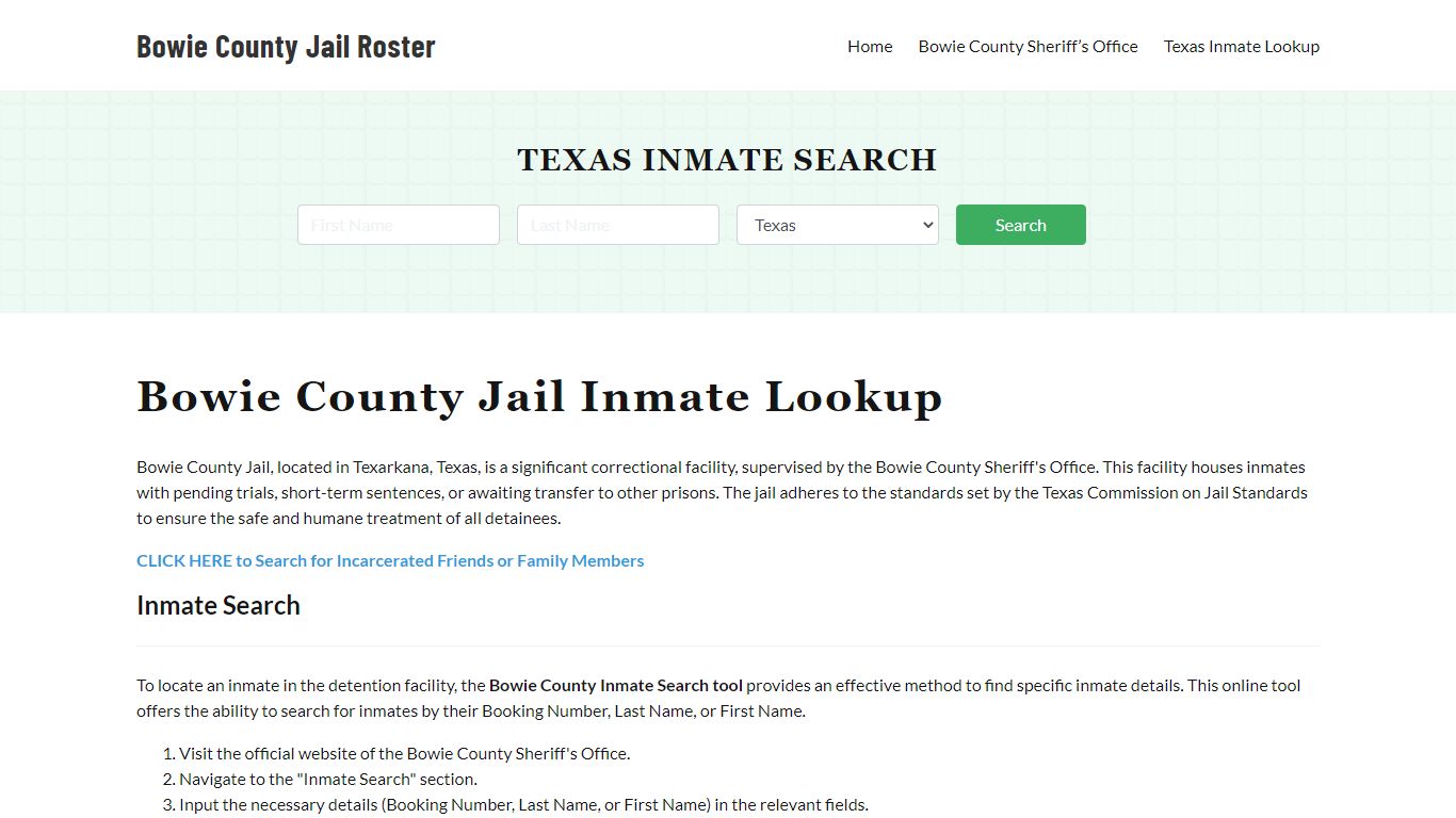 Bowie County Jail Roster Lookup, TX, Inmate Search