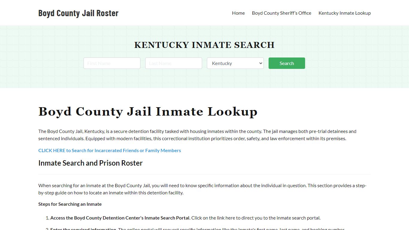 Boyd County Jail Roster Lookup, KY, Inmate Search