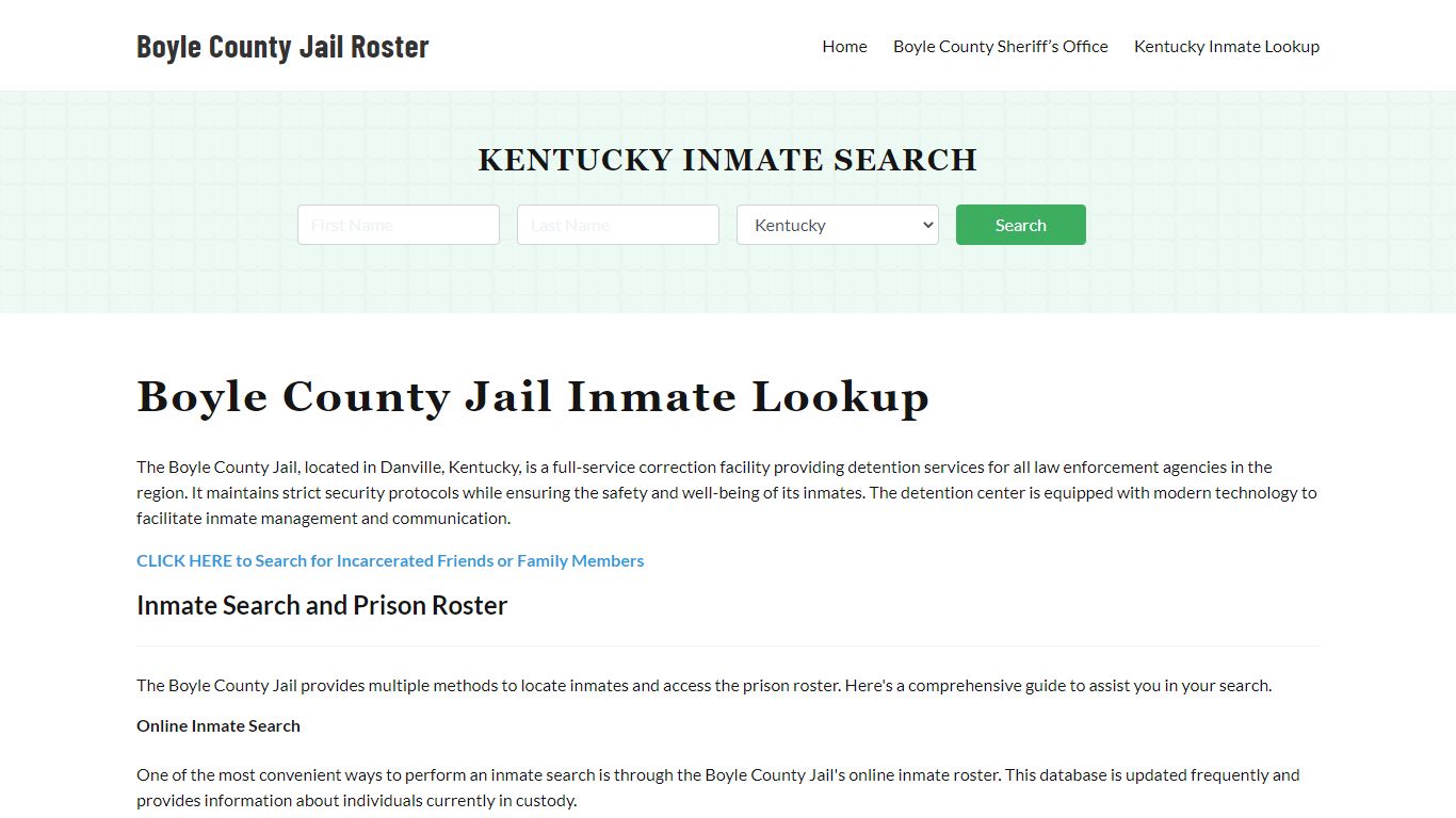Boyle County Jail Roster Lookup, KY, Inmate Search