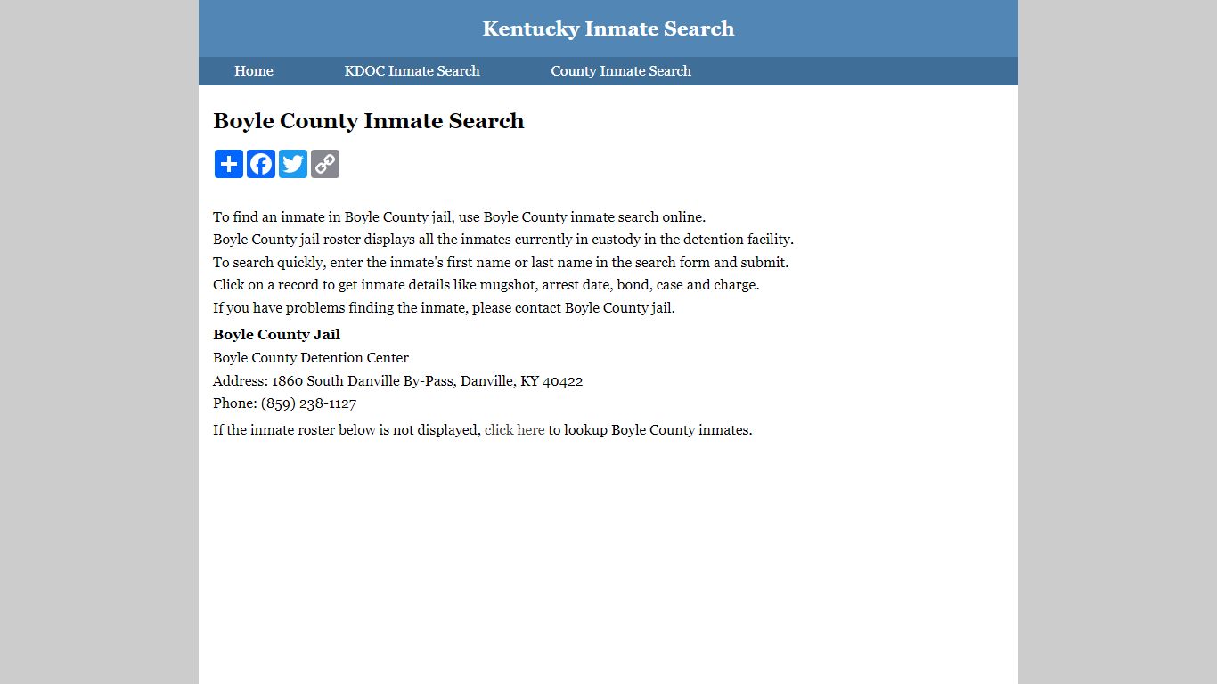 Boyle County Inmate Search