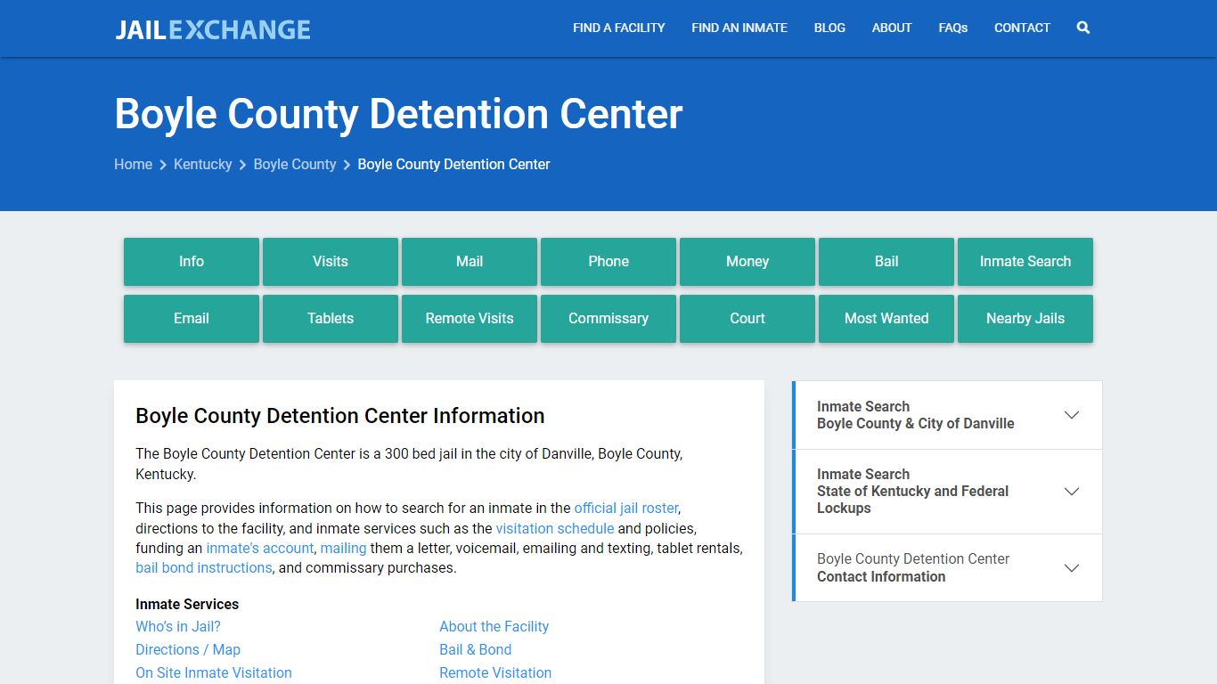 Boyle County Detention Center, KY Inmate Search, Information