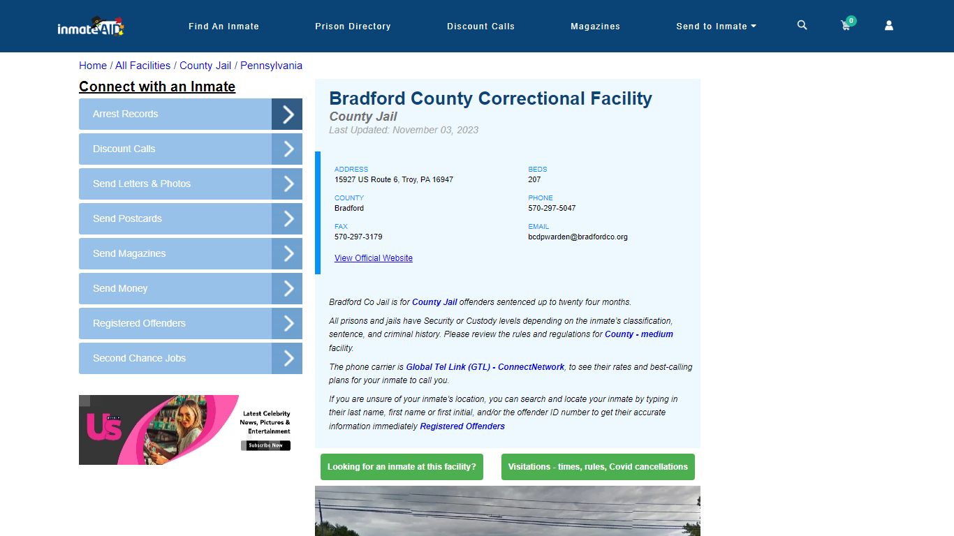 Bradford County Correctional Facility - Inmate Locator - Troy, PA