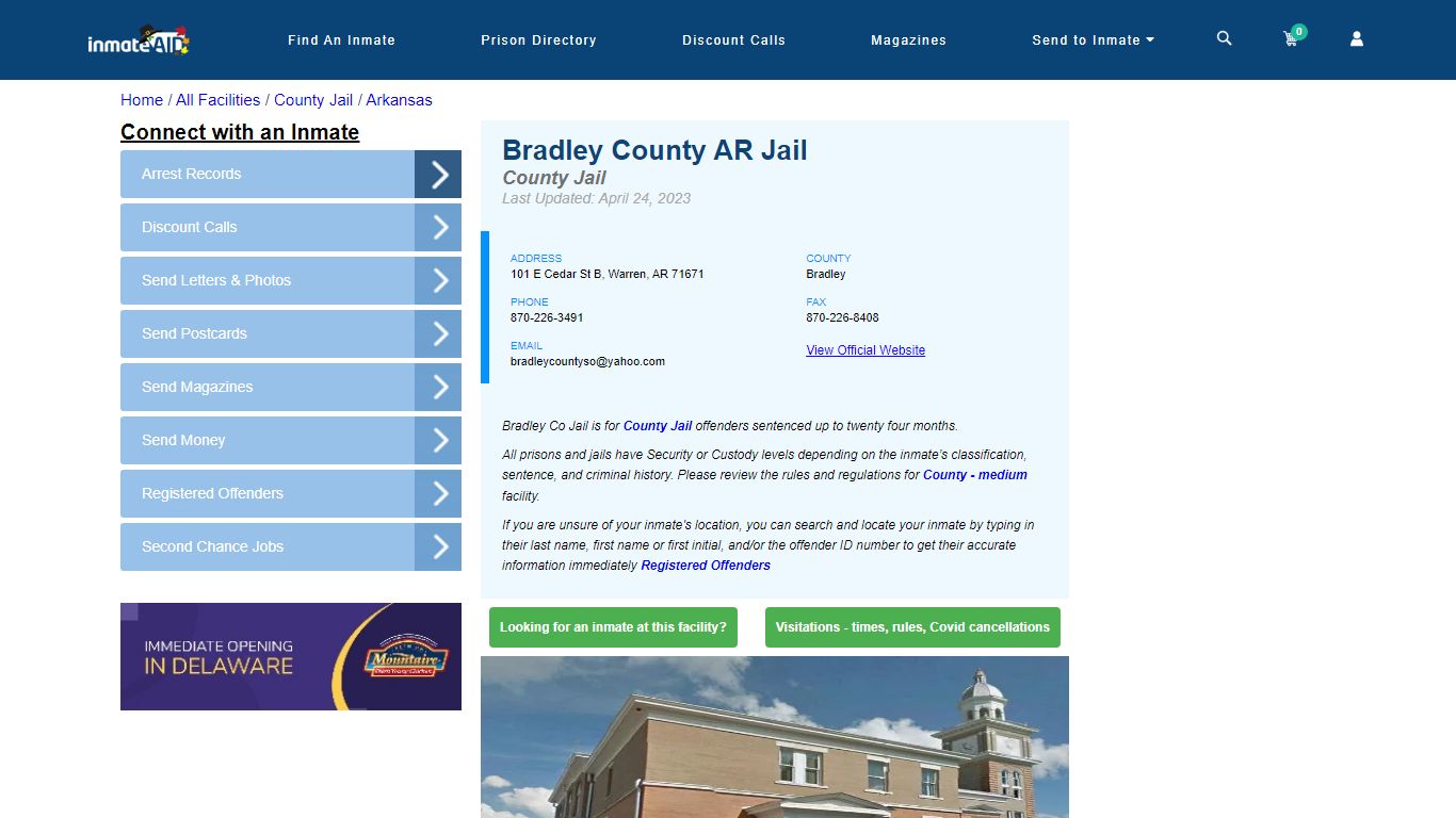 Bradley County AR Jail - Inmate Locator - Warren, AR