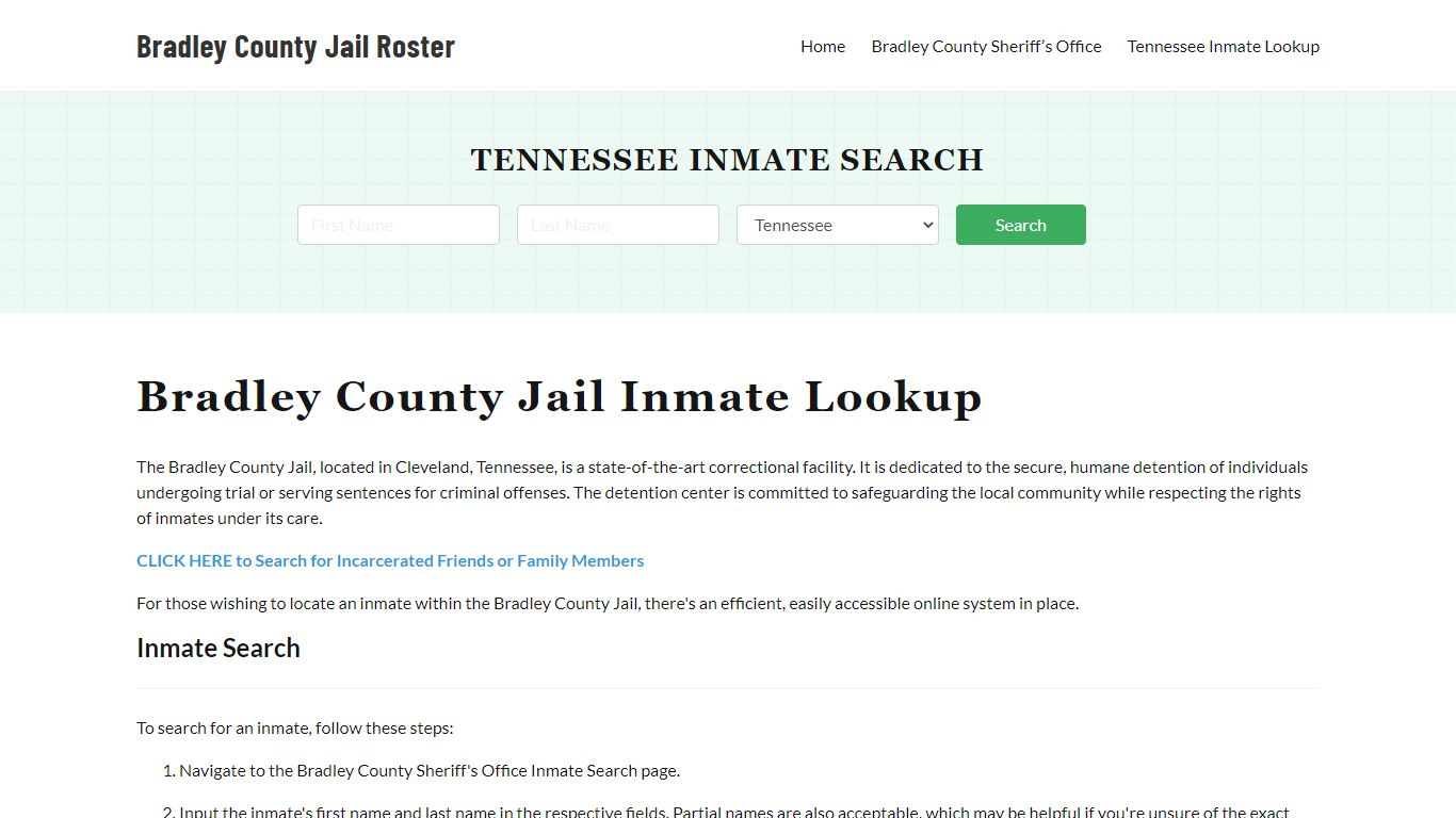 Bradley County Jail Roster Lookup, TN, Inmate Search