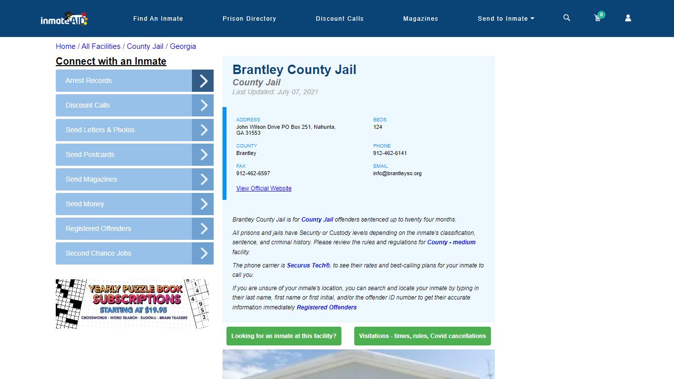 Brantley County Jail - Inmate Locator - Nahunta, GA