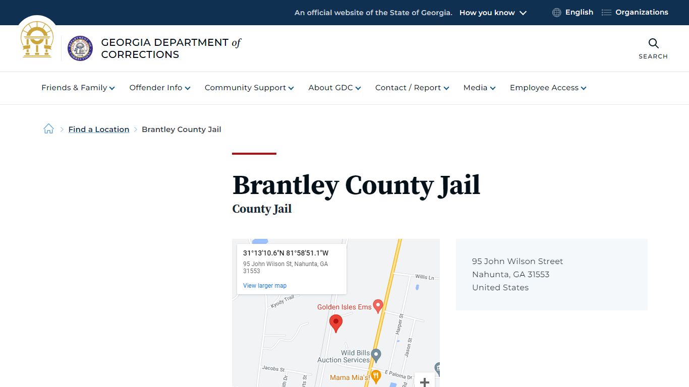 Brantley County Jail | Georgia Department of Corrections