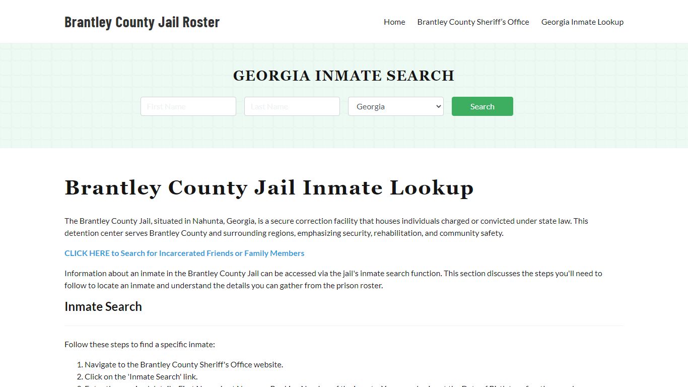 Brantley County Jail Roster Lookup, GA, Inmate Search