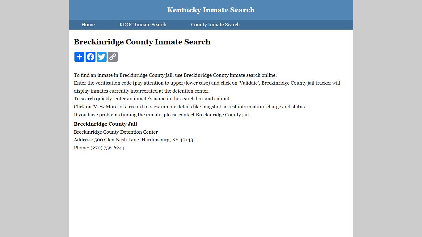 Breckinridge County Inmate Search